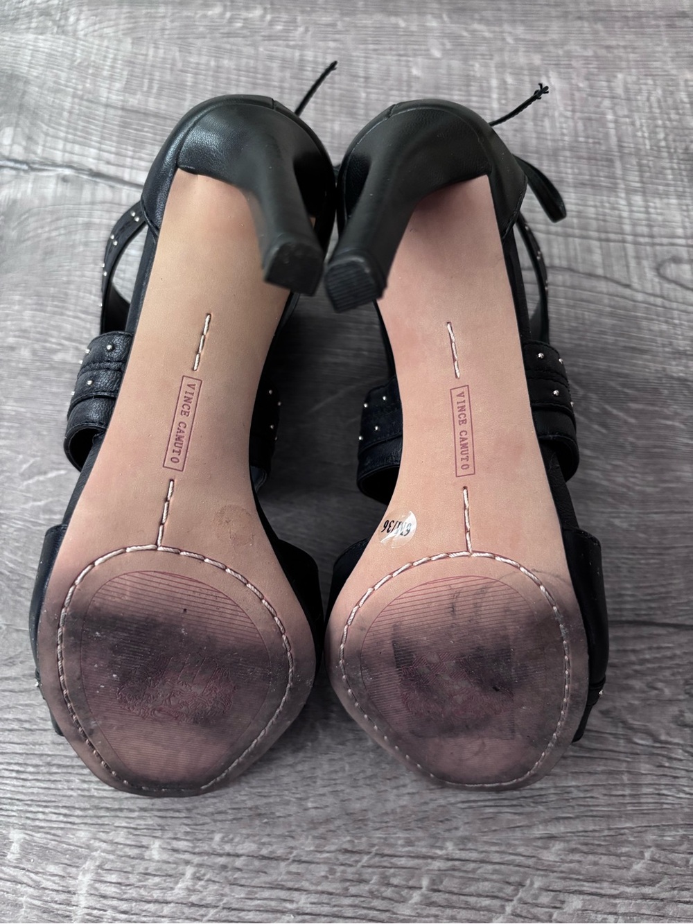 Vince Camuto Black Studded Tie High Heel Sandals - Picture 5 of 6